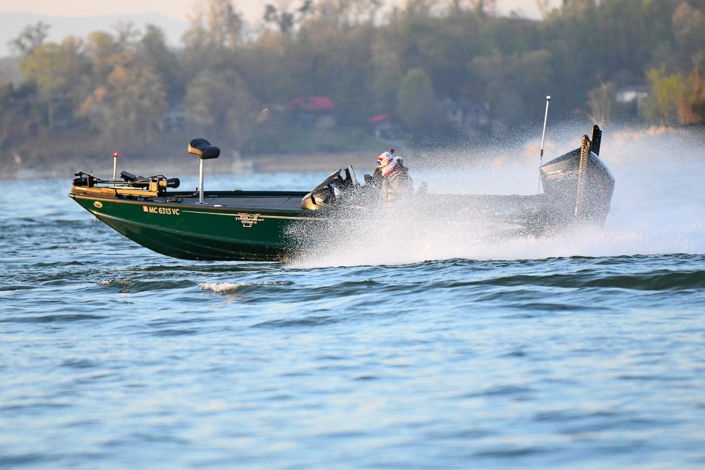 The N&T Outfitters Lund running across a Michigan lake
